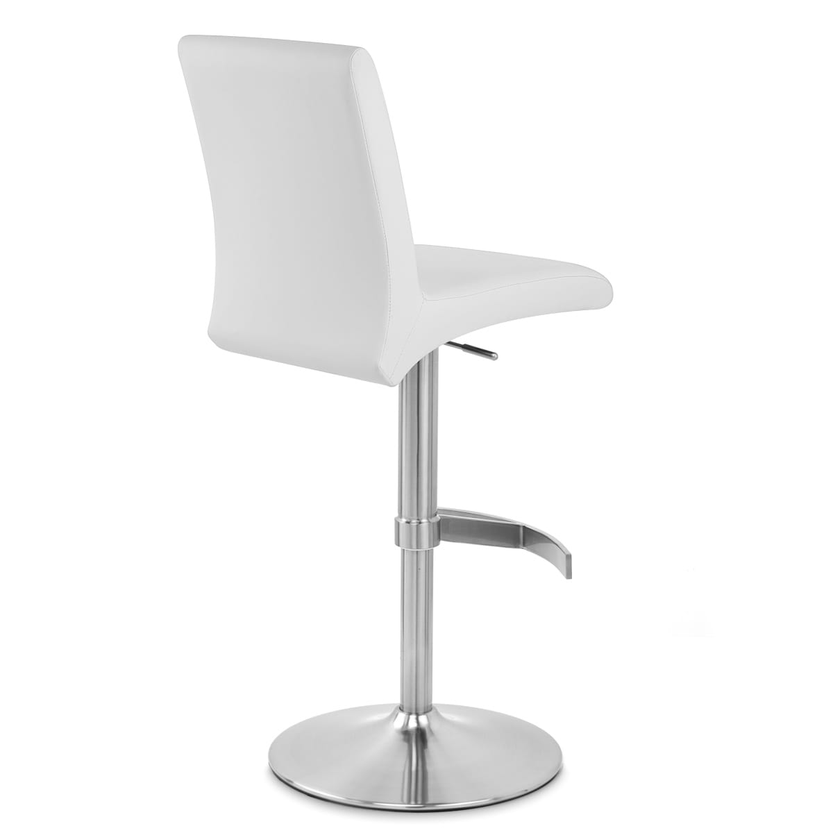 Sgabello Ecopelle Cromo Satinato - Deluxe High Back Bianco