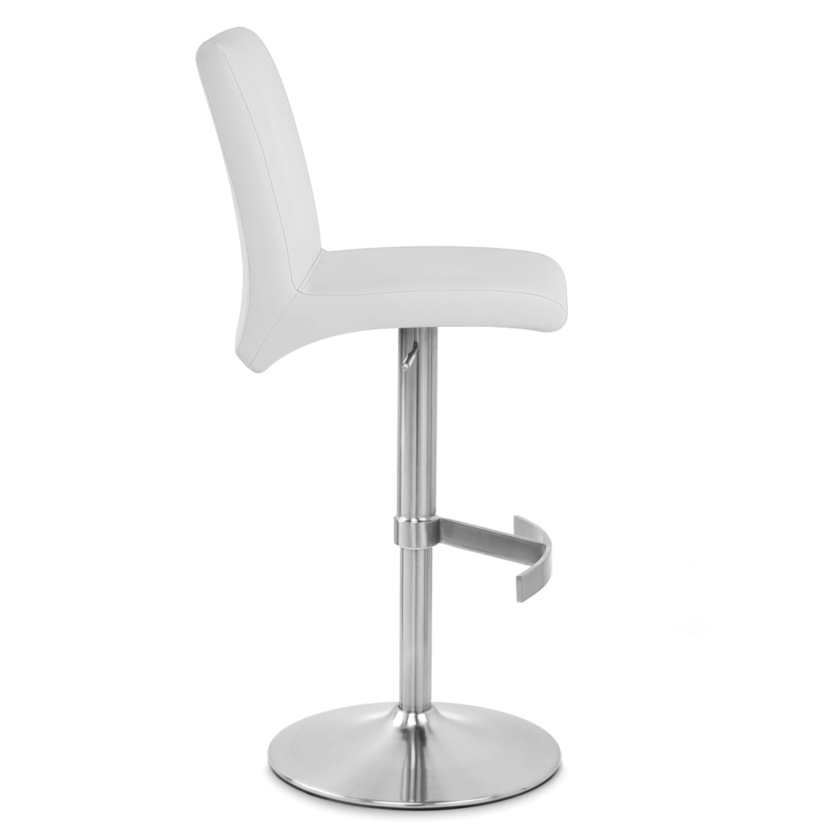 Sgabello Ecopelle Cromo Satinato - Deluxe High Back Bianco