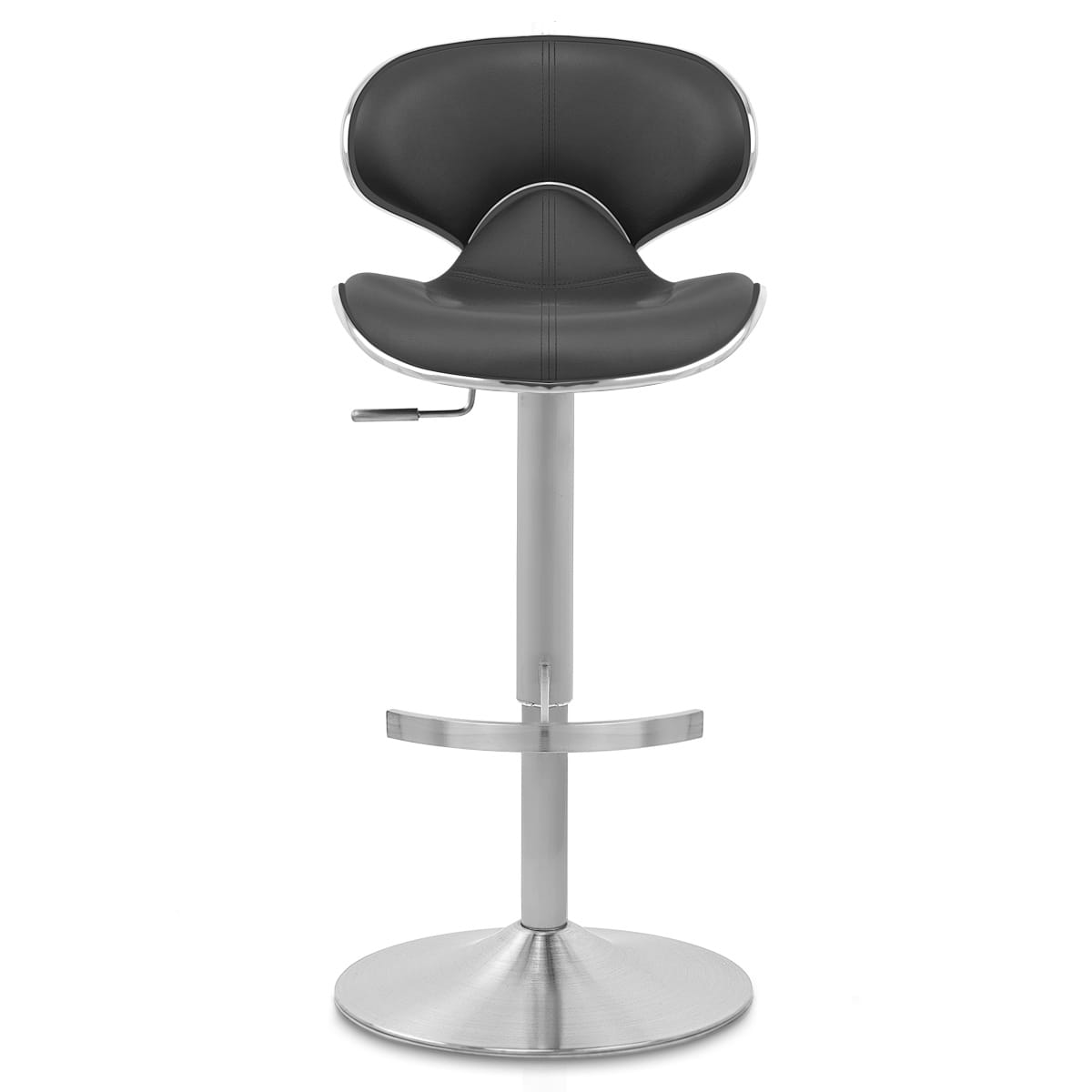 Sgabello Pelle Cromo Satinato - Felix Deluxe Nero