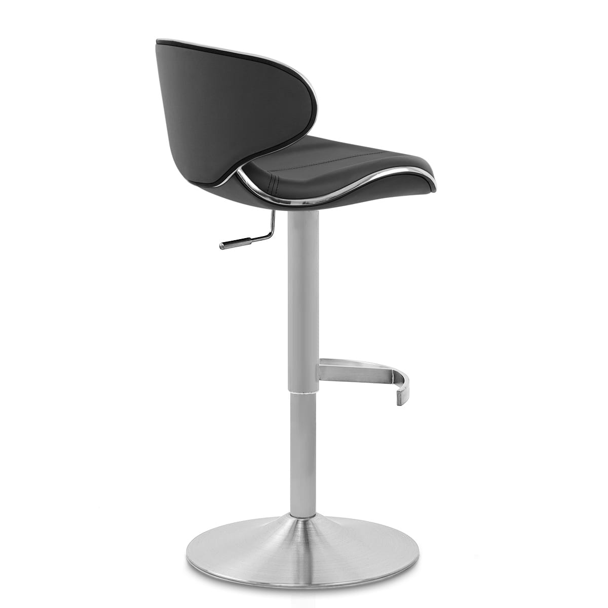 Sgabello Pelle Cromo Satinato - Felix Deluxe Nero