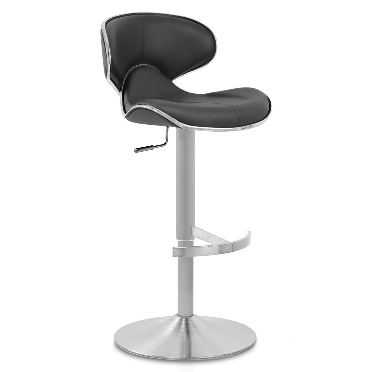 Sgabello Pelle Cromo Satinato - Felix Deluxe Nero
