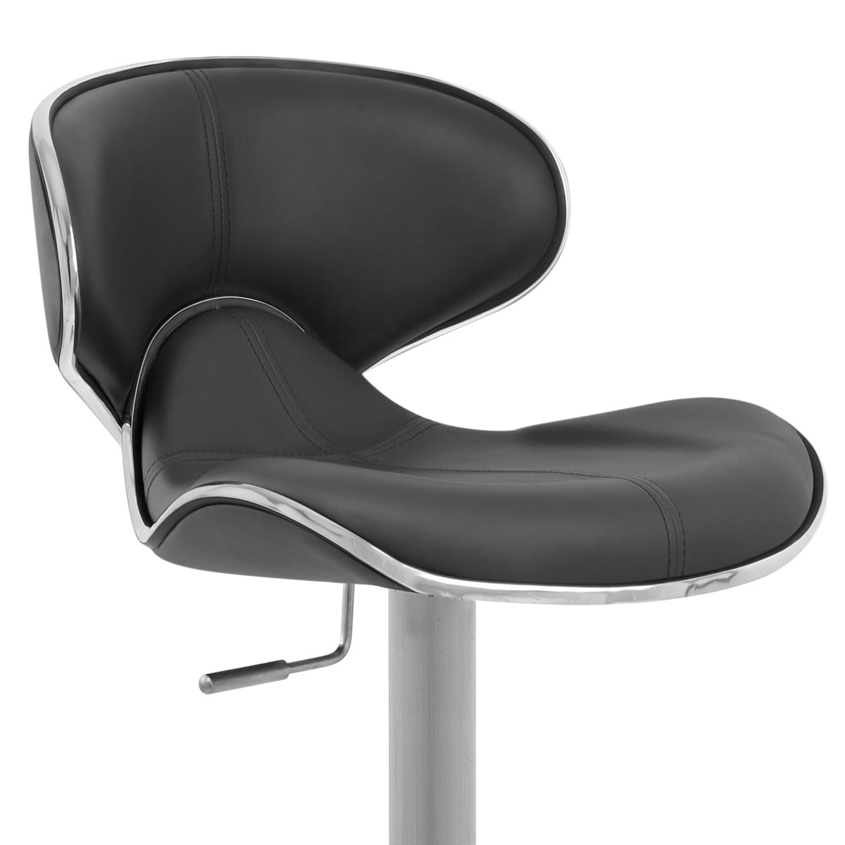 Sgabello Pelle Cromo Satinato - Felix Deluxe Nero