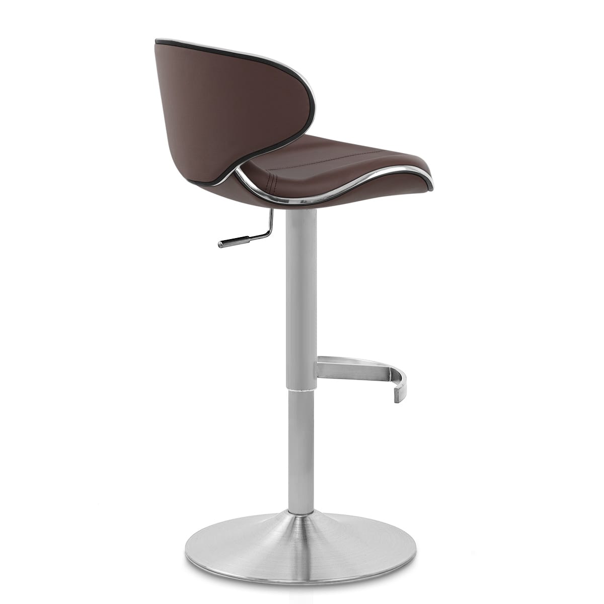 Sgabello Pelle Cromo Satinato - Felix Deluxe Marrone