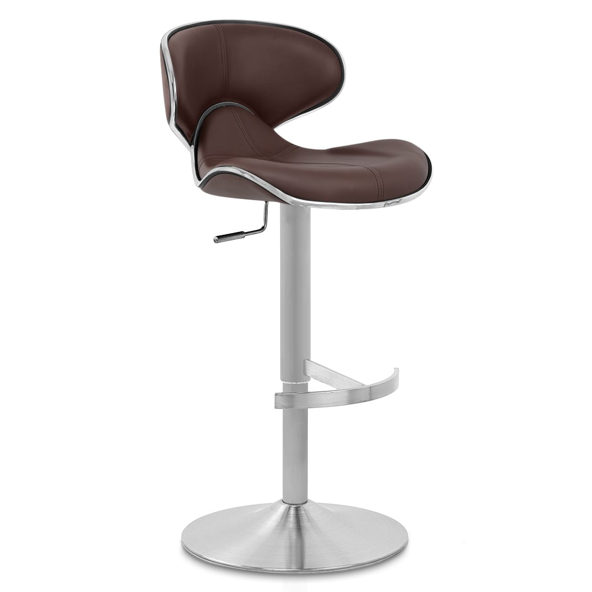 Sgabello Pelle Cromo Satinato - Felix Deluxe Marrone