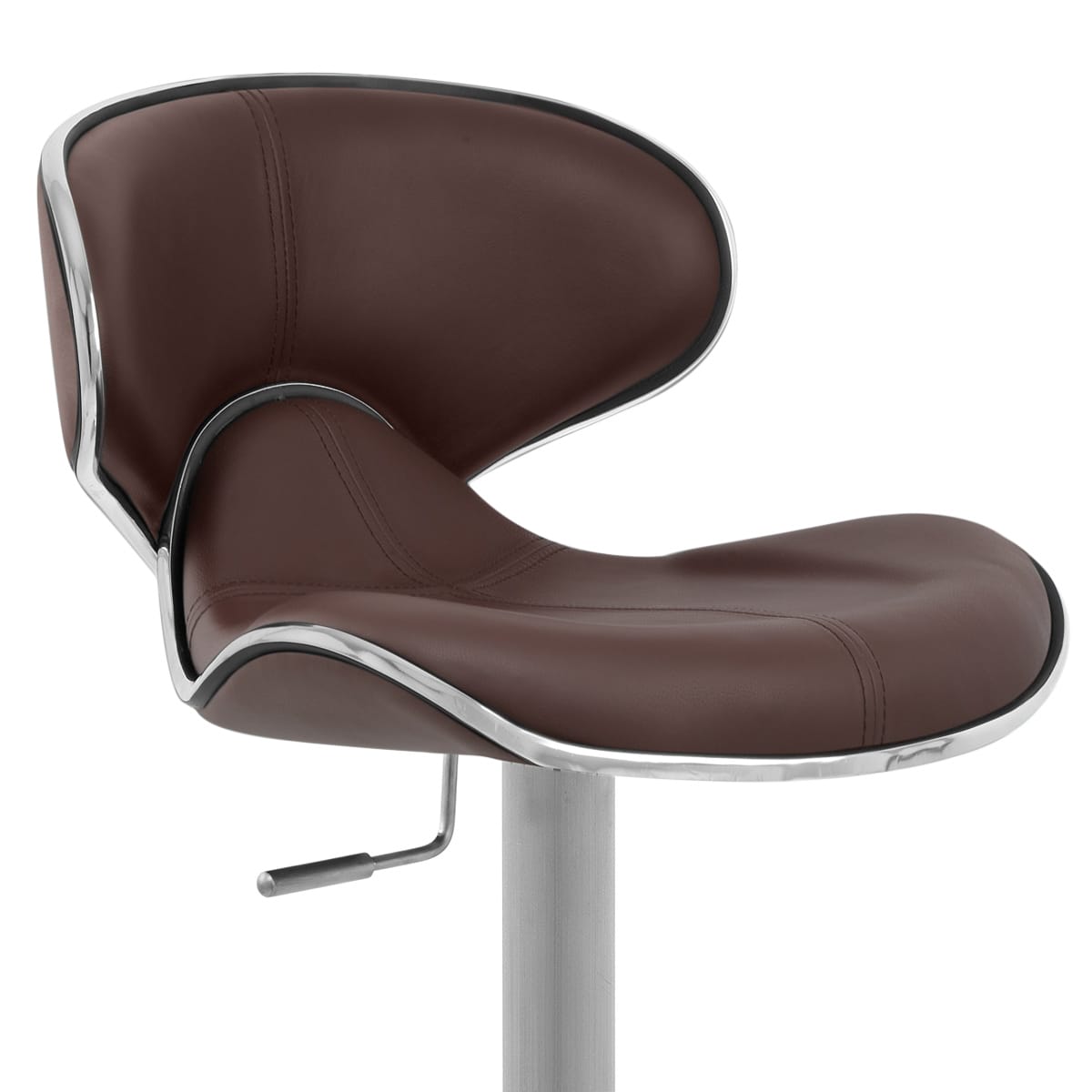 Sgabello Pelle Cromo Satinato - Felix Deluxe Marrone