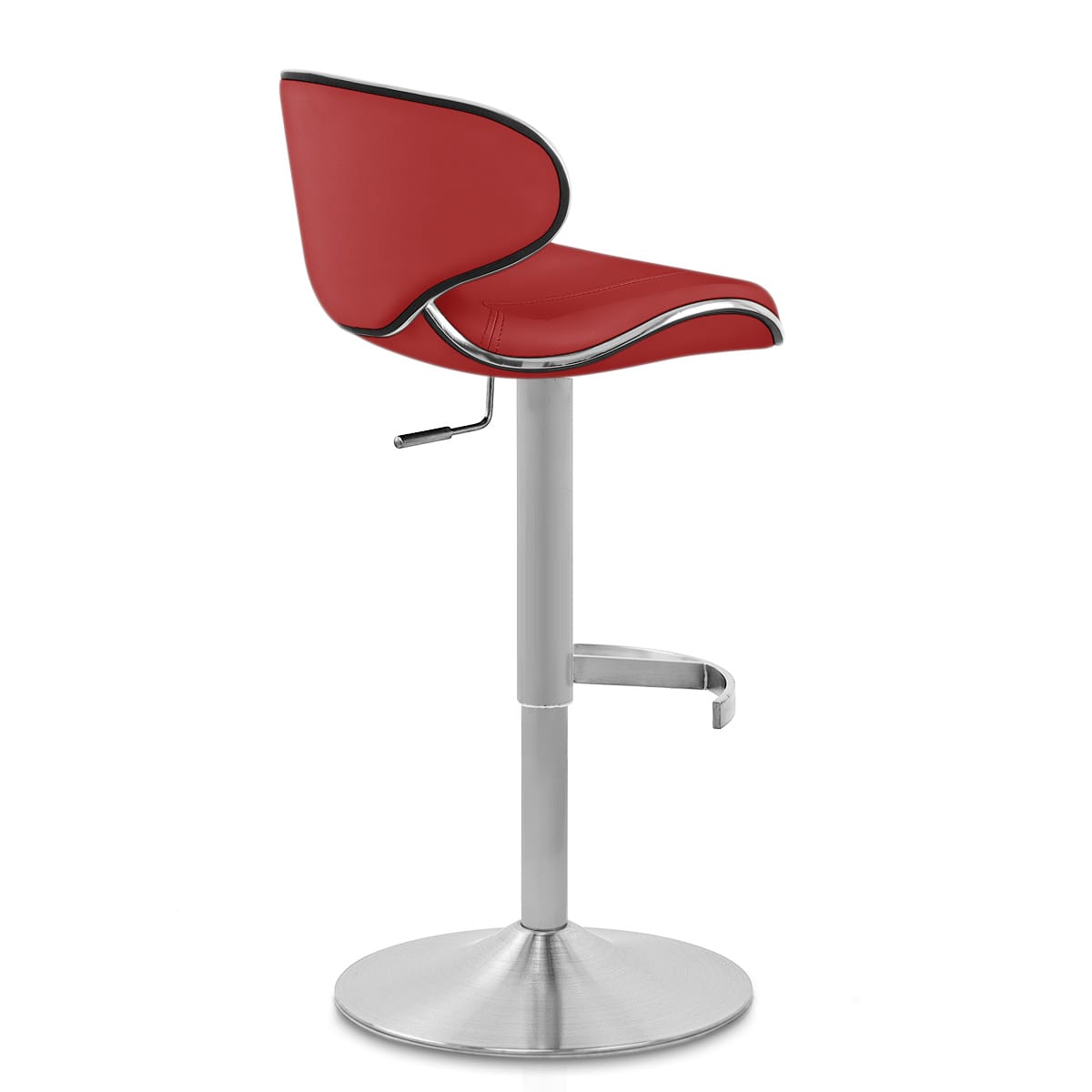 Sgabello Pelle Cromo Satinato - Felix Deluxe Rosso