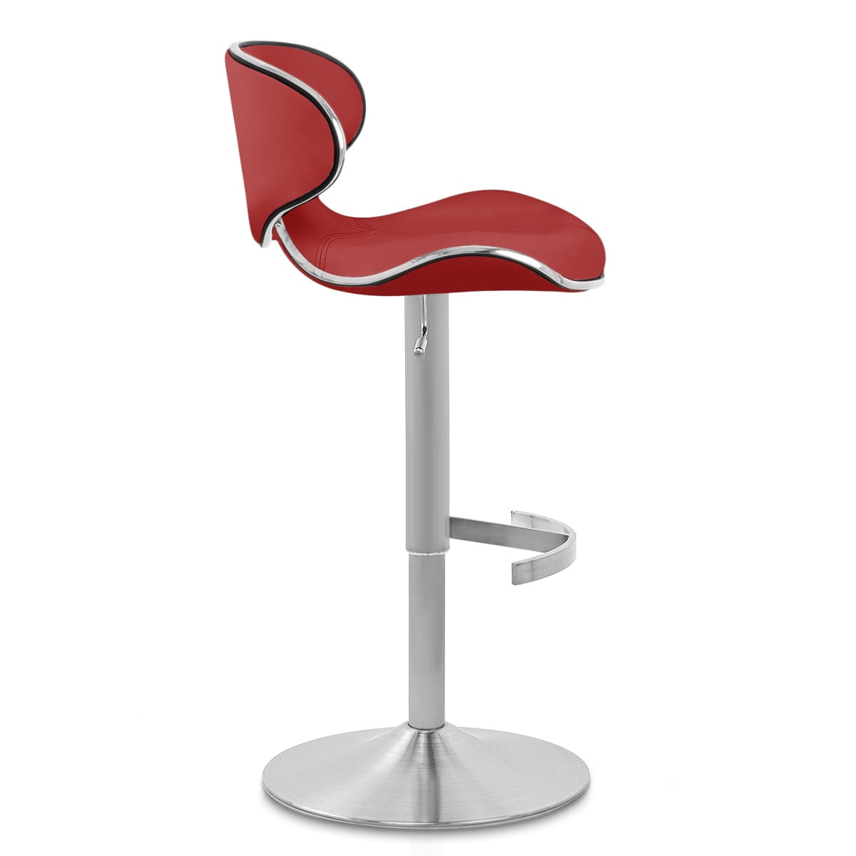 Sgabello Pelle Cromo Satinato - Felix Deluxe Rosso
