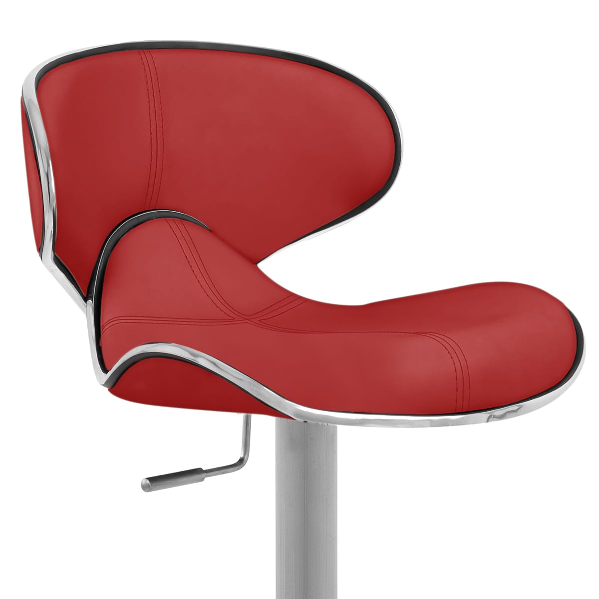 Sgabello Pelle Cromo Satinato - Felix Deluxe Rosso