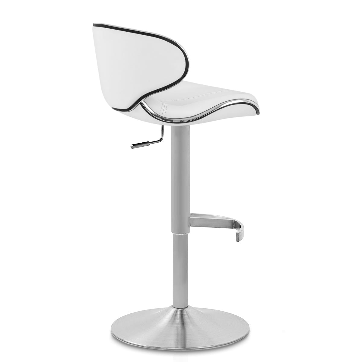 Sgabello Pelle Cromo Satinato - Felix Deluxe Bianco