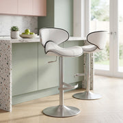 Sgabello Pelle Cromo Satinato - Felix Deluxe Bianco