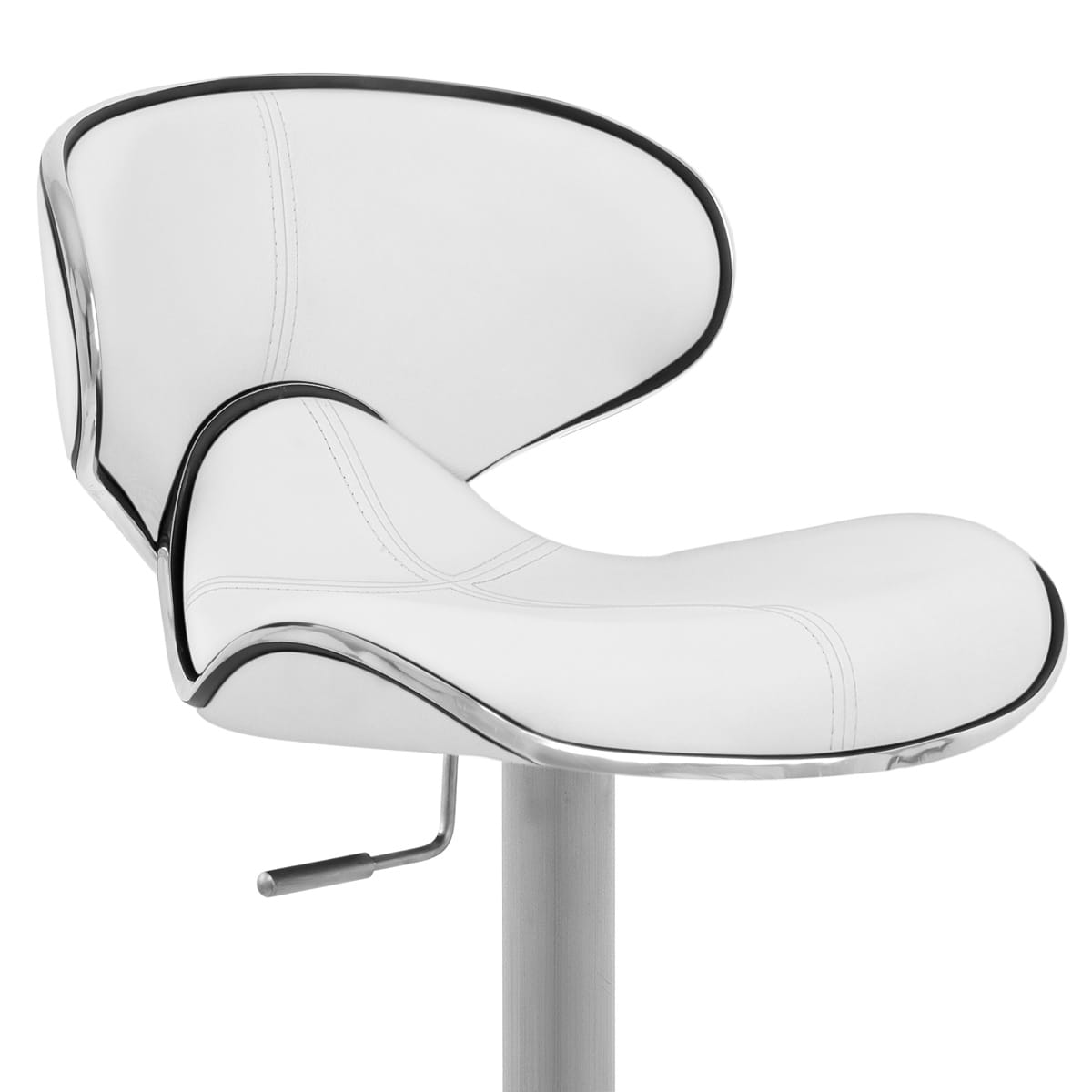 Sgabello Pelle Cromo Satinato - Felix Deluxe Bianco