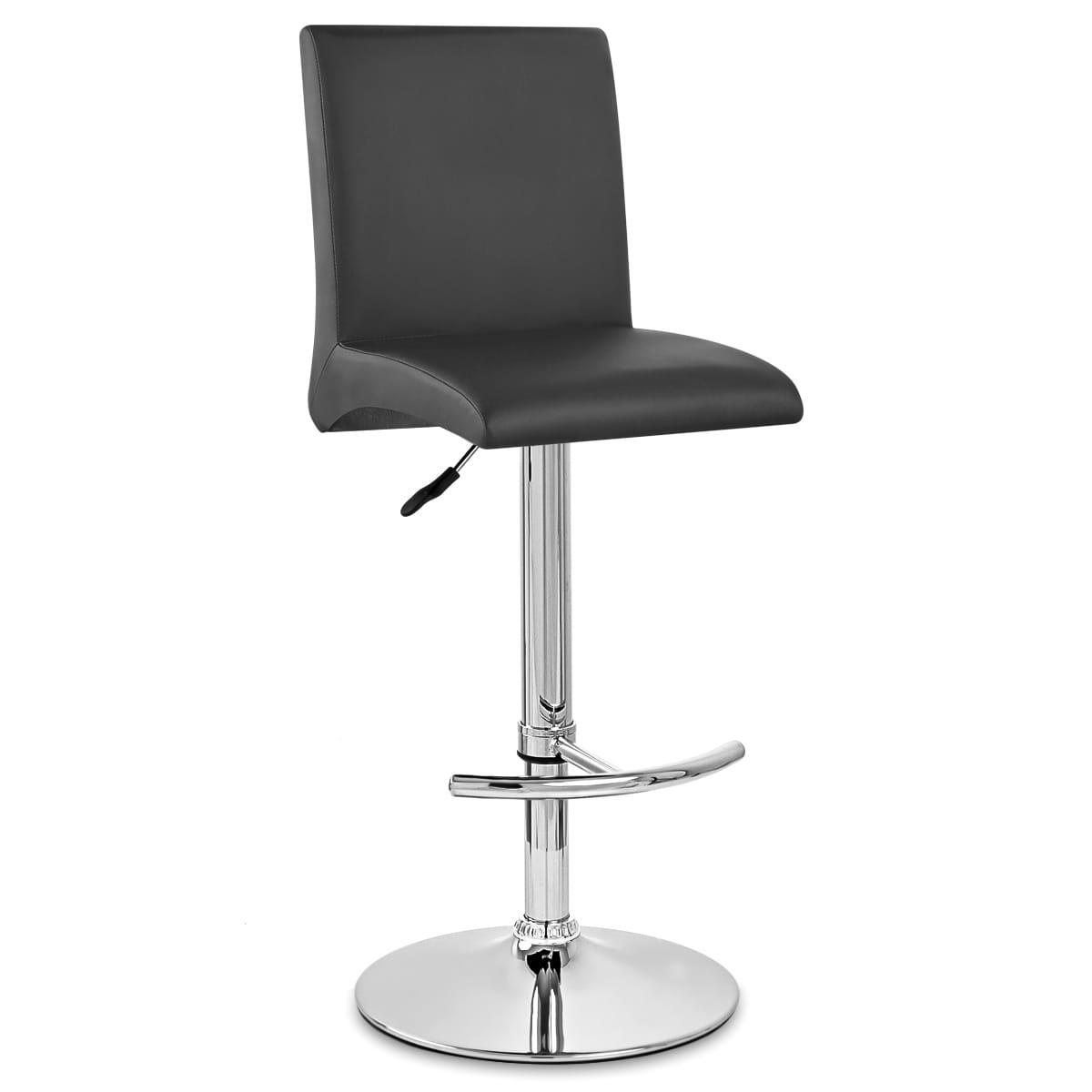 Sgabello Ecopelle Cromato - Deluxe High Back Nero