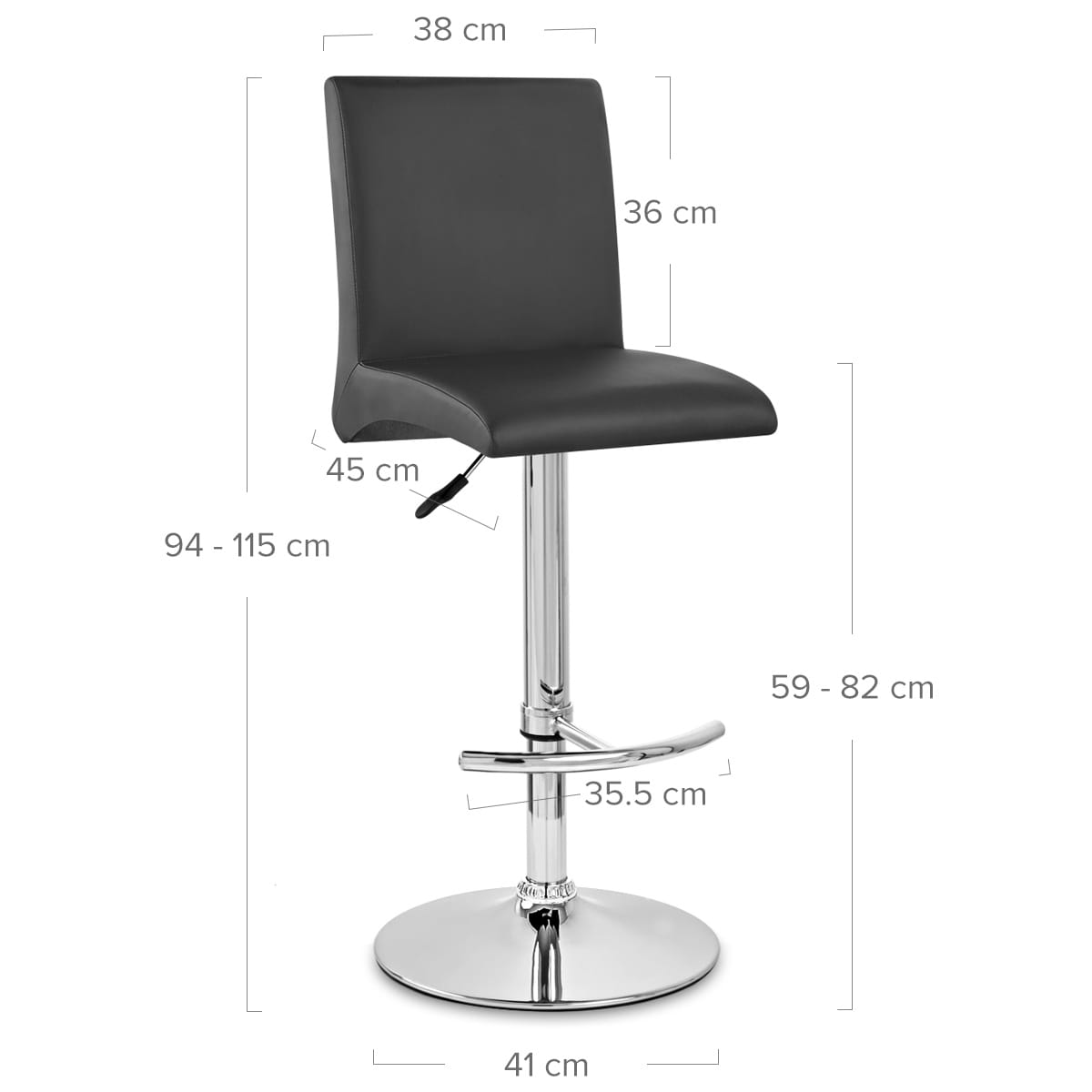Sgabello Ecopelle Cromato - Deluxe High Back Nero