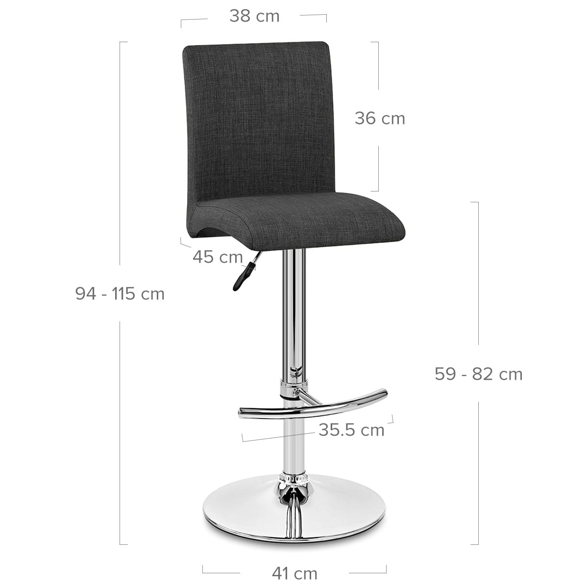 Sgabello in Tessuto - Deluxe High Back Grigio