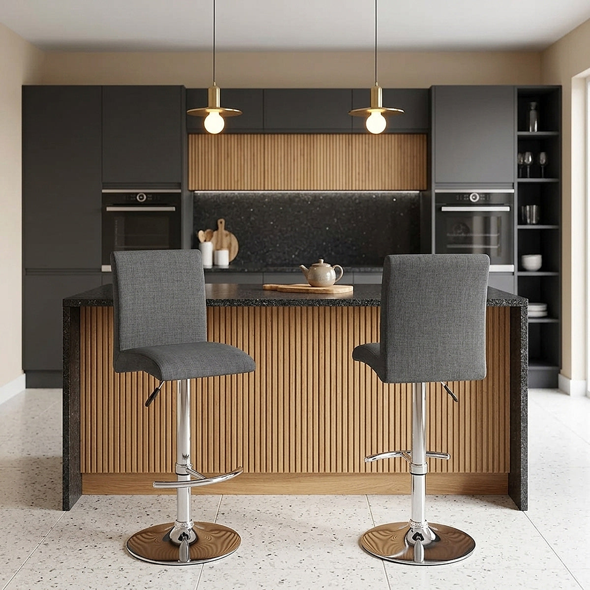 Sgabello in Tessuto - Deluxe High Back Grigio