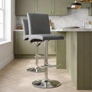 Sgabello Ecopelle Cromato - Deluxe High Back Grigio