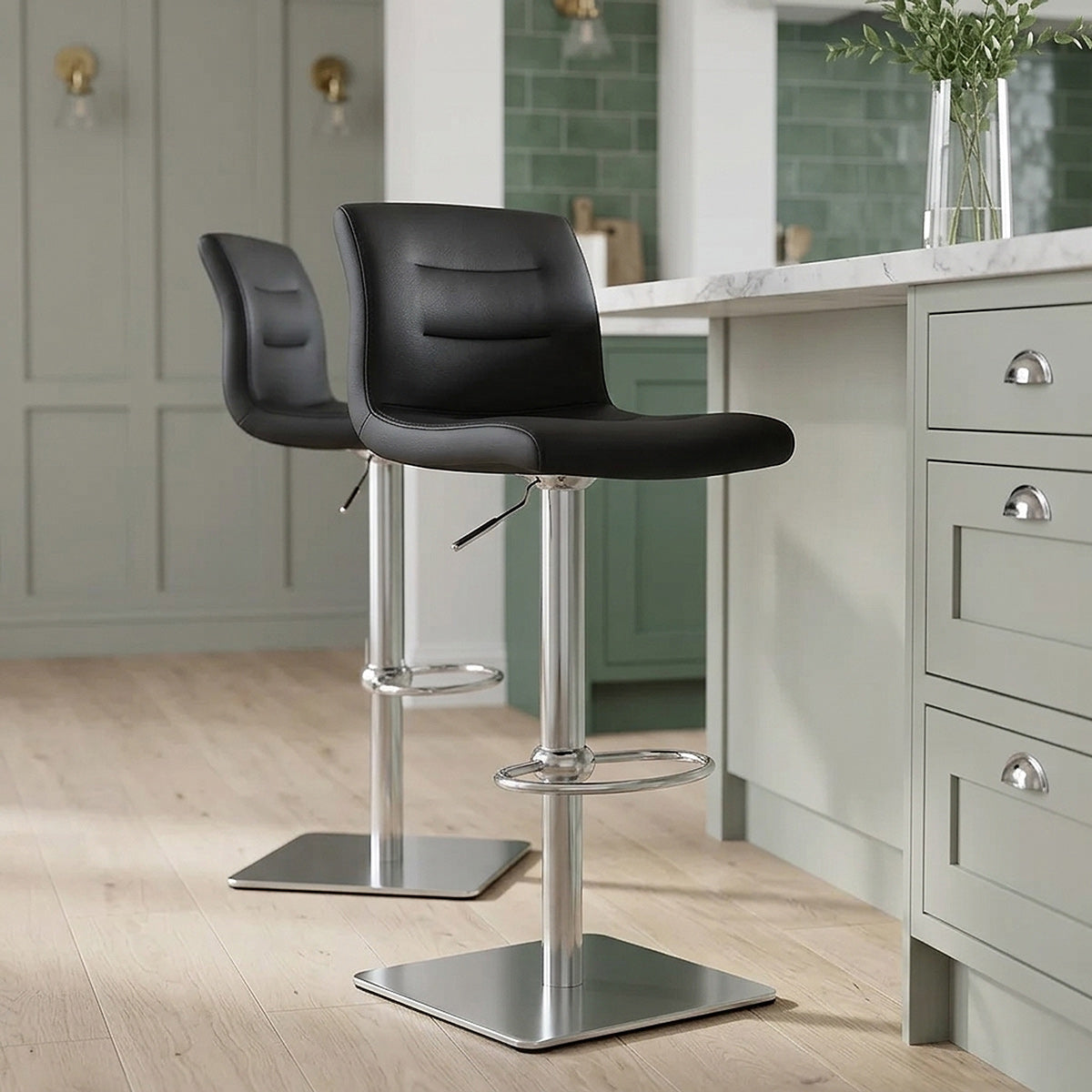 Sgabello Vero Cuoio Satinato - Paradis Deluxe Grigio
