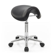 Sgabello con rotelle Ecopelle Cromato - Deluxe Saddle Nero