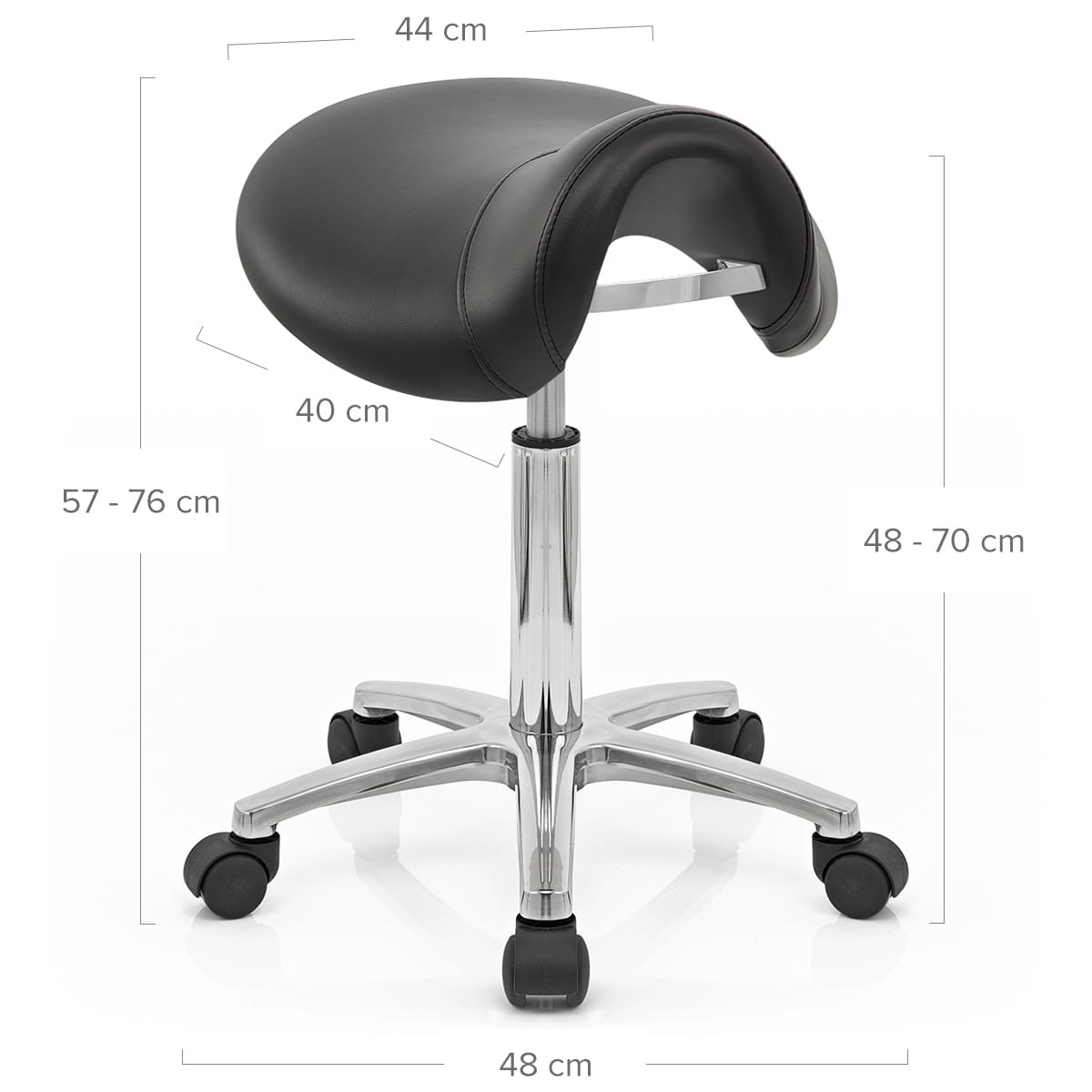 Sgabello con rotelle Ecopelle Cromato - Deluxe Saddle Nero