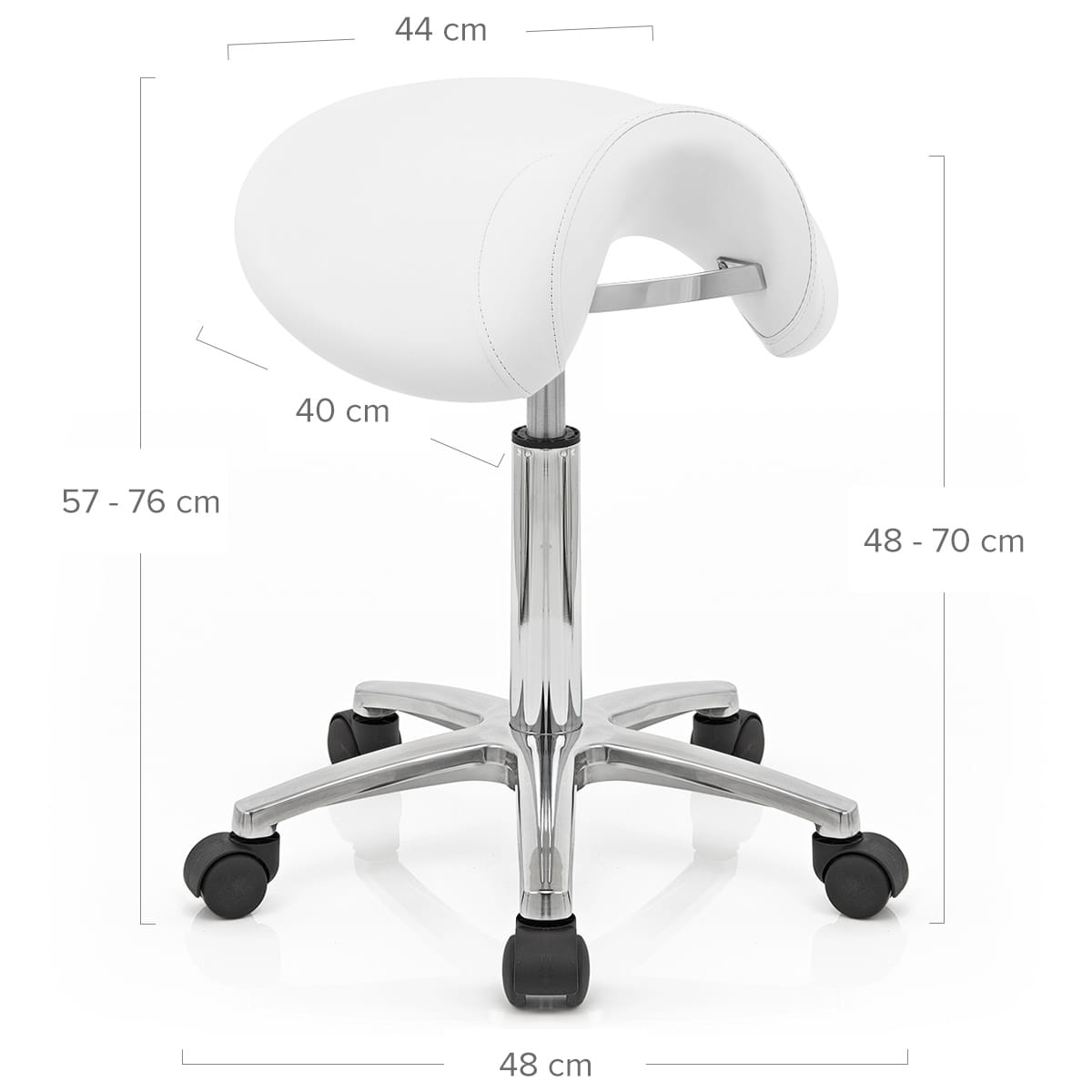 Sgabello con rotelle Ecopelle Cromato - Deluxe Saddle Bianco