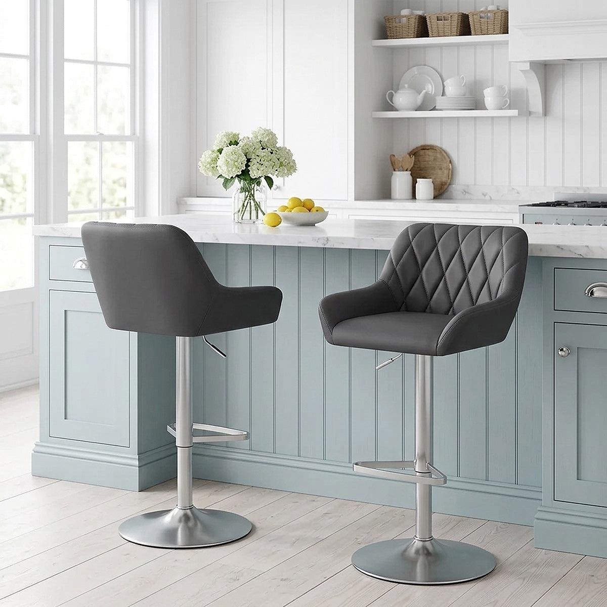 Sgabello Ecopelle Satinato - Detroit Grigio