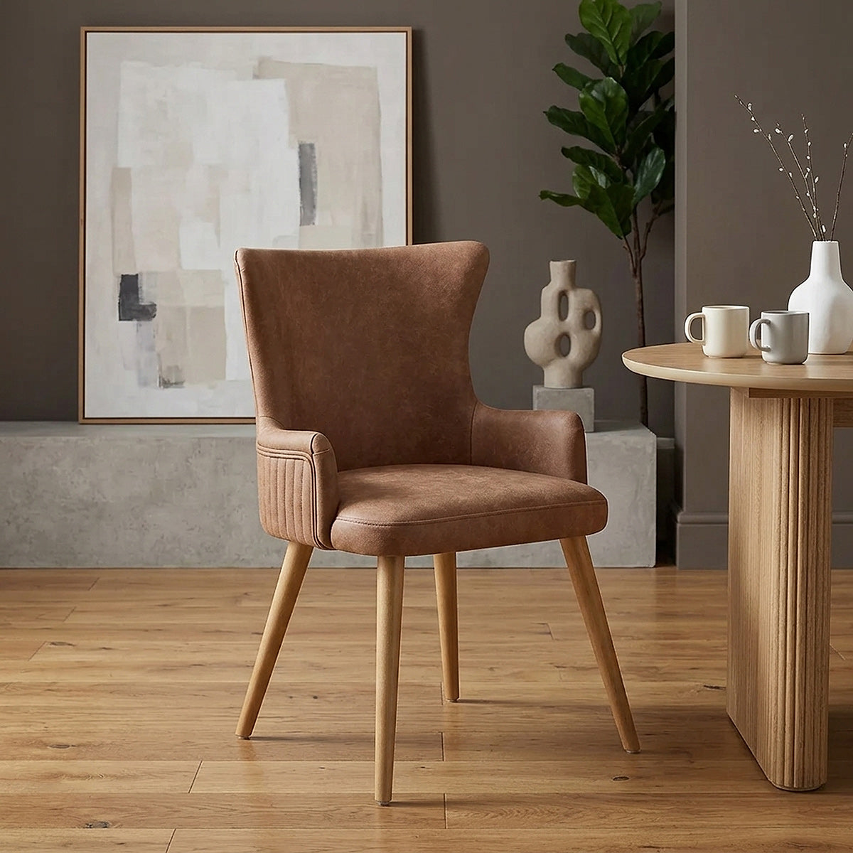 Sedia Ecopelle Legno - Diablo Marrone