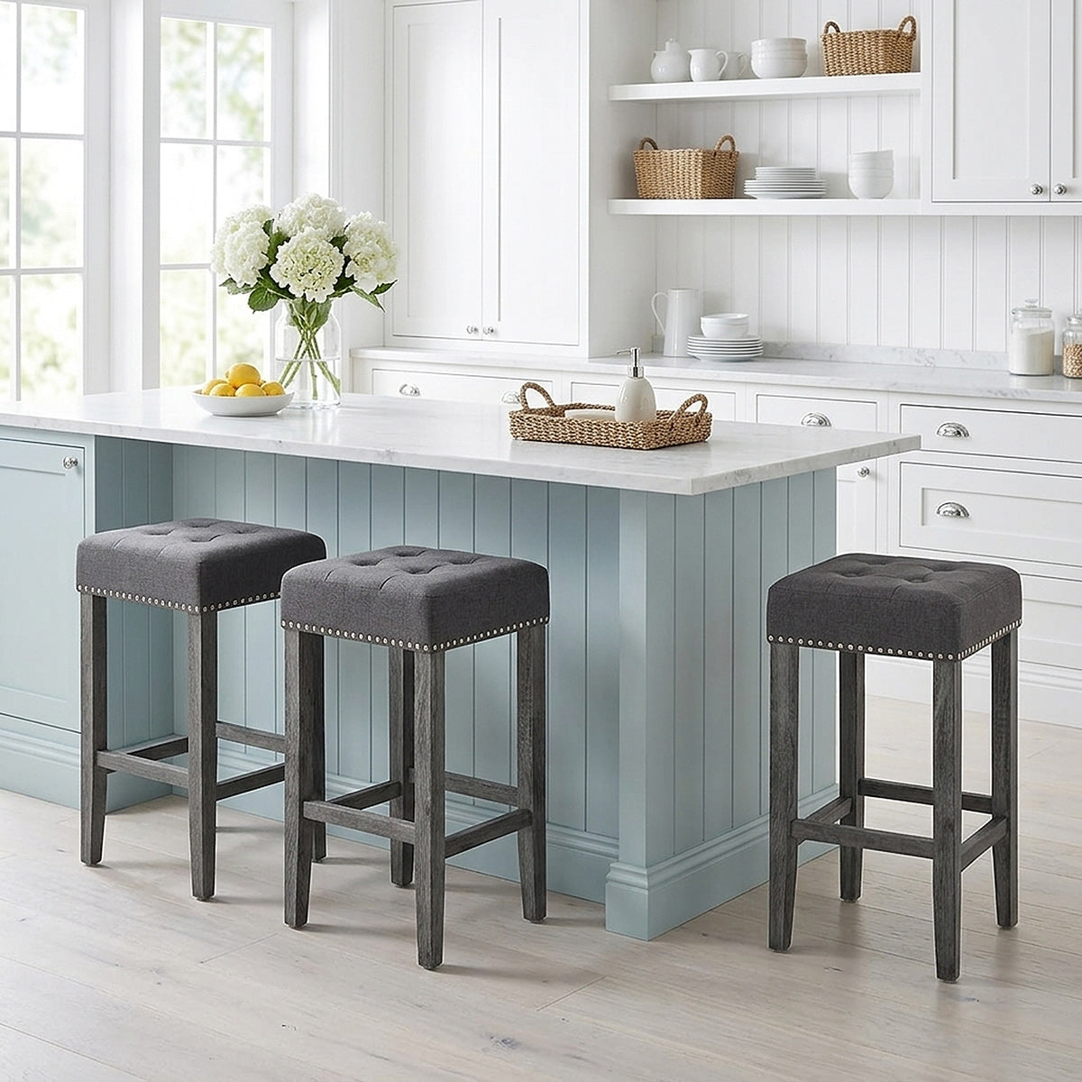 Sgabello Tessuto Legno - Dove Grigio scuro