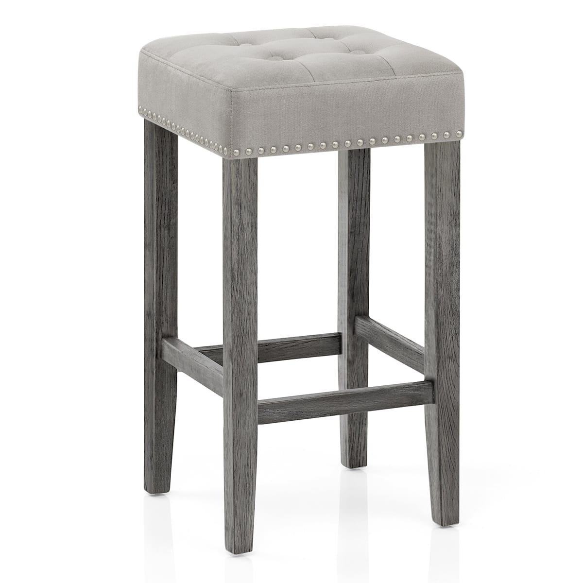 Sgabello Velluto Legno - Dove Grigio