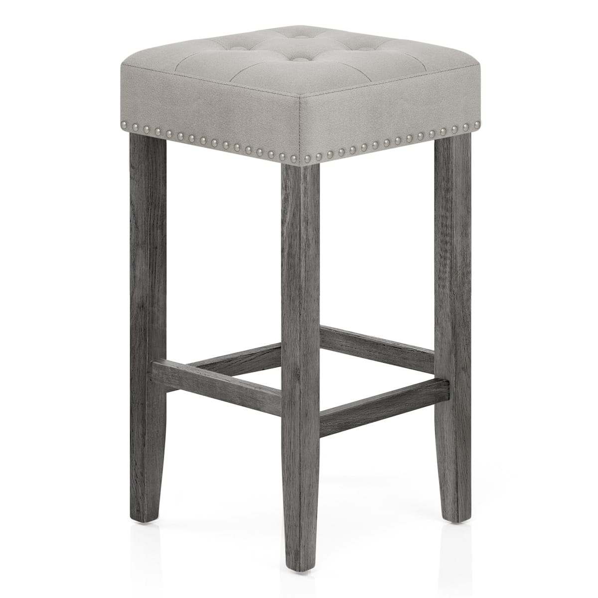 Sgabello Velluto Legno - Dove Grigio