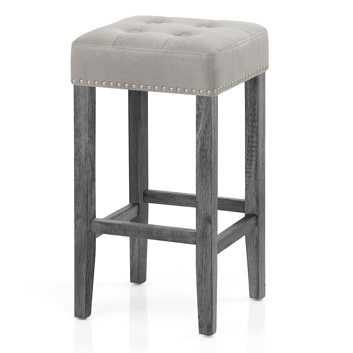 Sgabello Velluto Legno - Dove Grigio