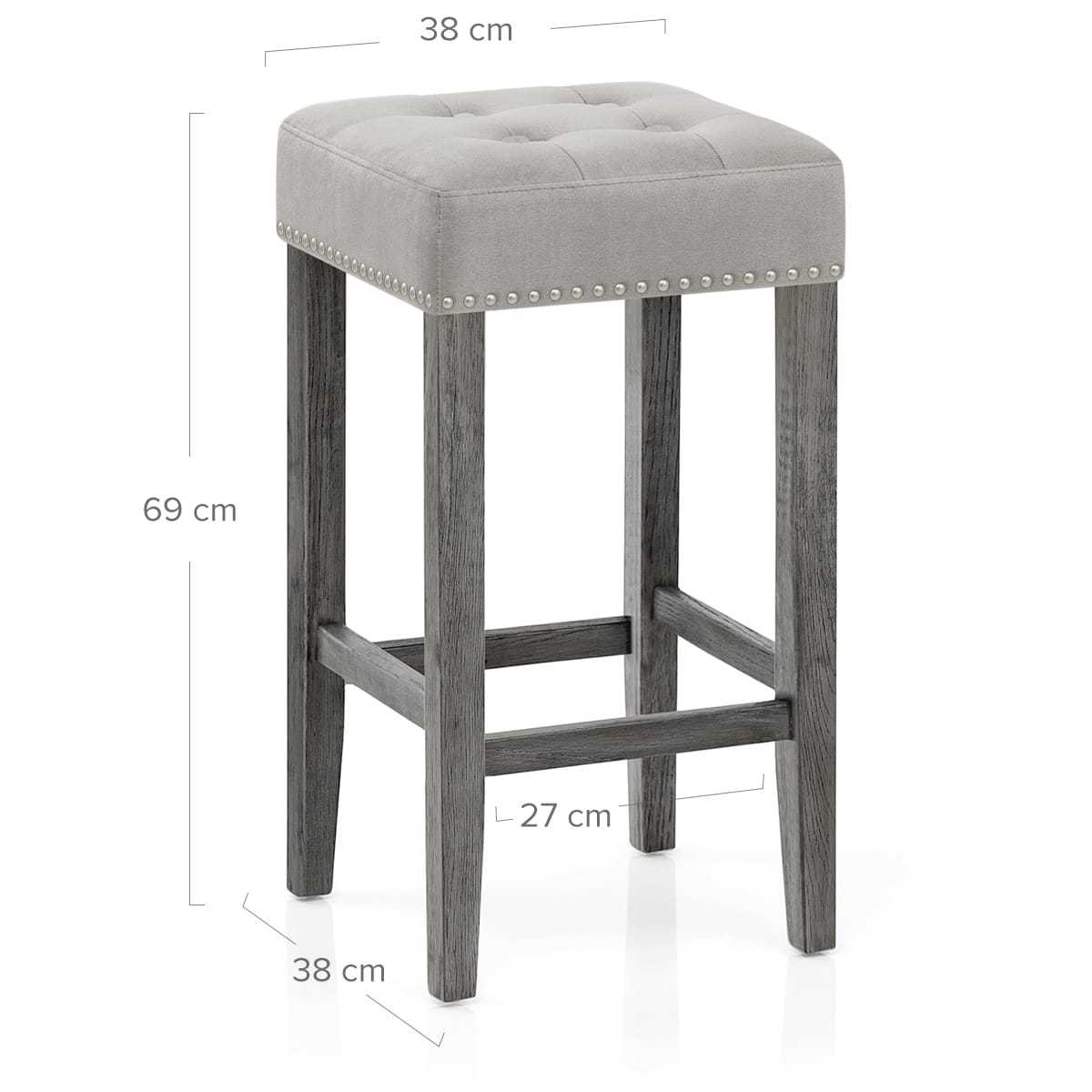 Sgabello Velluto Legno - Dove Grigio