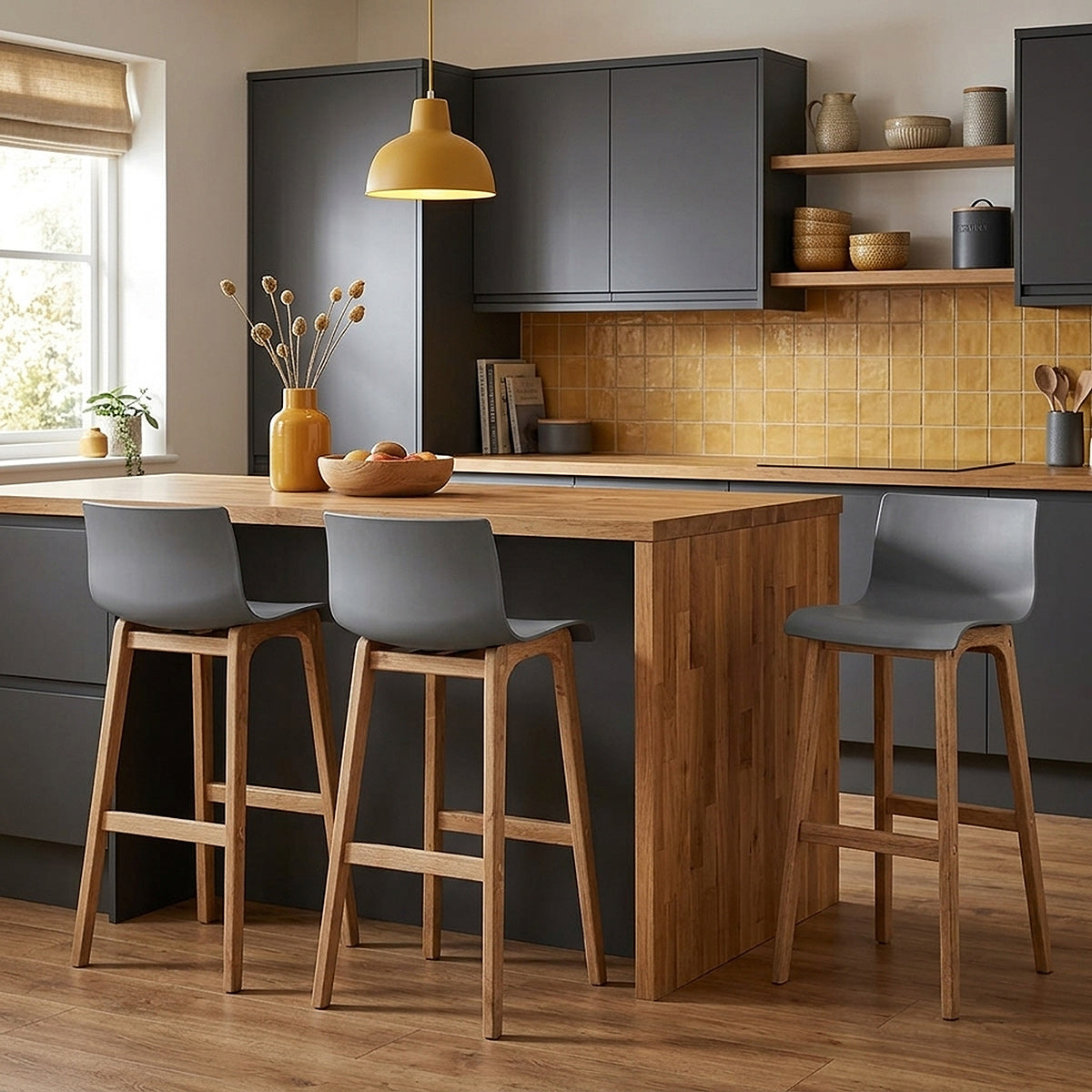 Sgabello Resina Legno - Drift ABS Grigio scuro