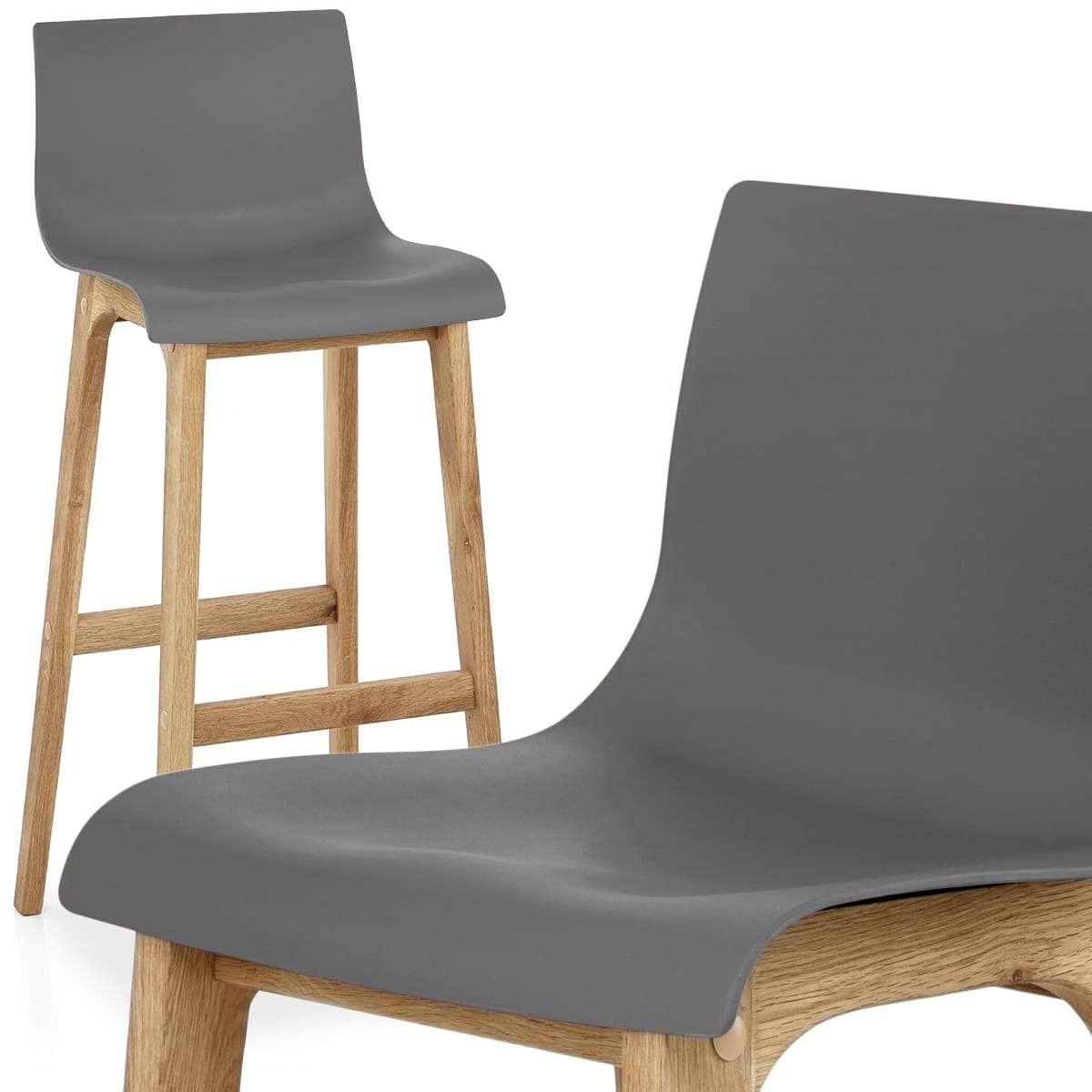 Sgabello Resina Legno - Drift ABS Grigio scuro