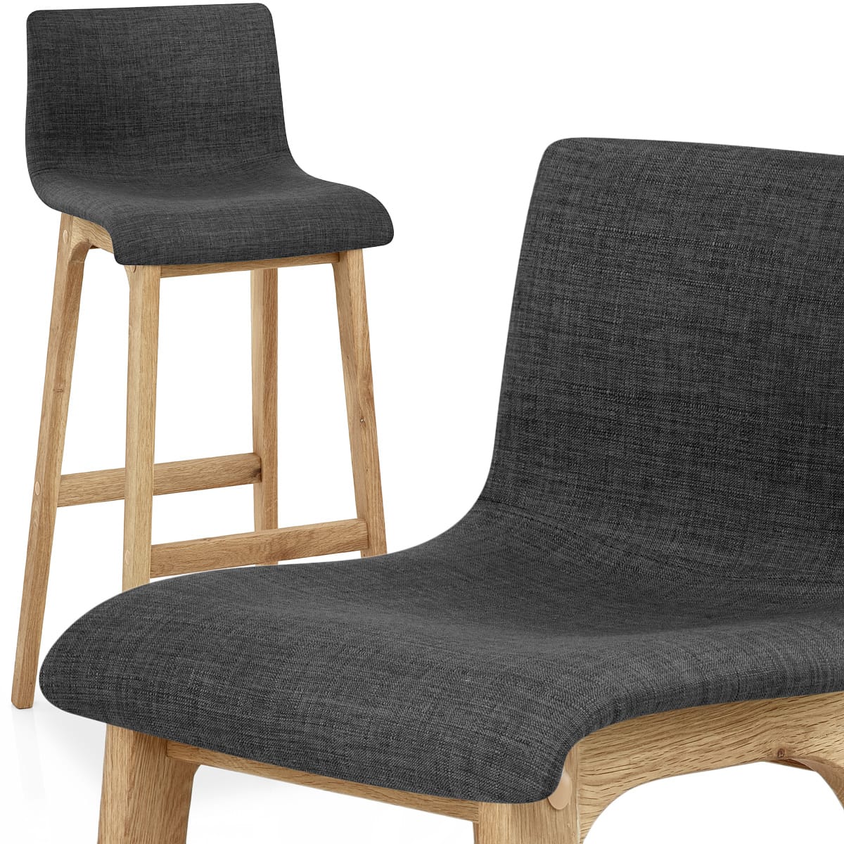 Sgabello Tessuto Legno - Drift Grigio scuro
