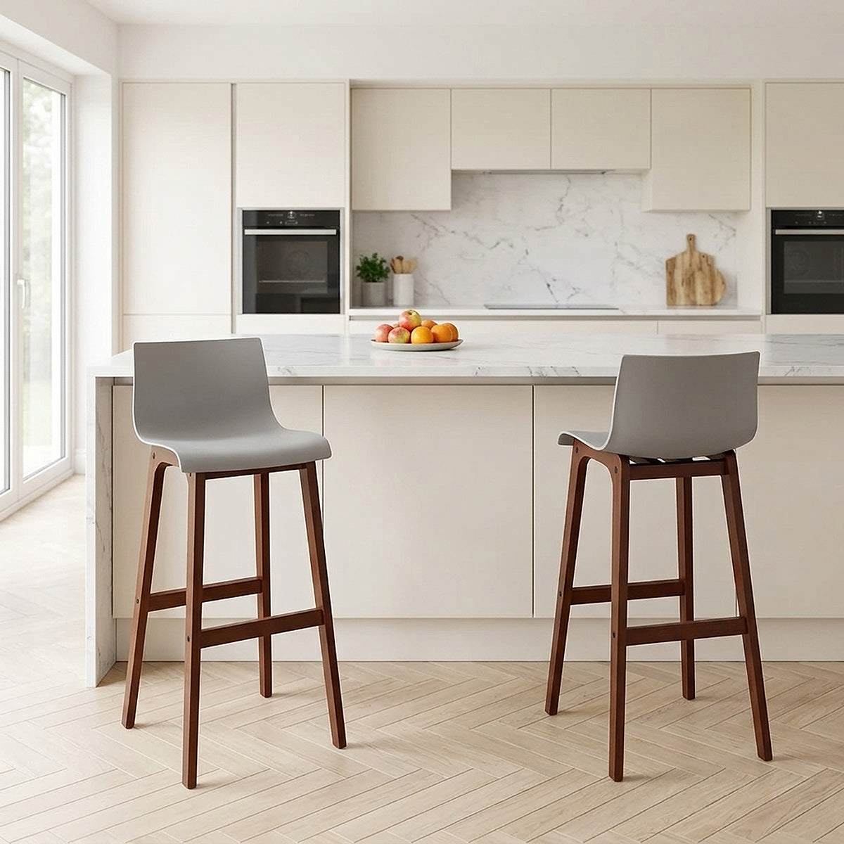 Sgabello Resina Legno - Drift Noce e Grigio