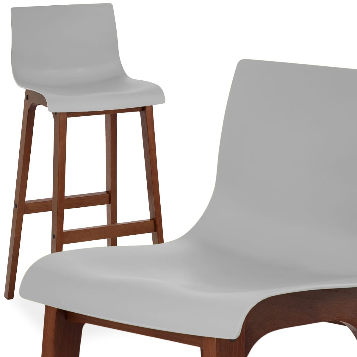 Sgabello Resina Legno - Drift Noce e Grigio