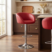 Sgabello Ecopelle Cromato - Eclipse Rosso