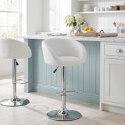 Sgabello Ecopelle Cromato - Eclipse Bianco