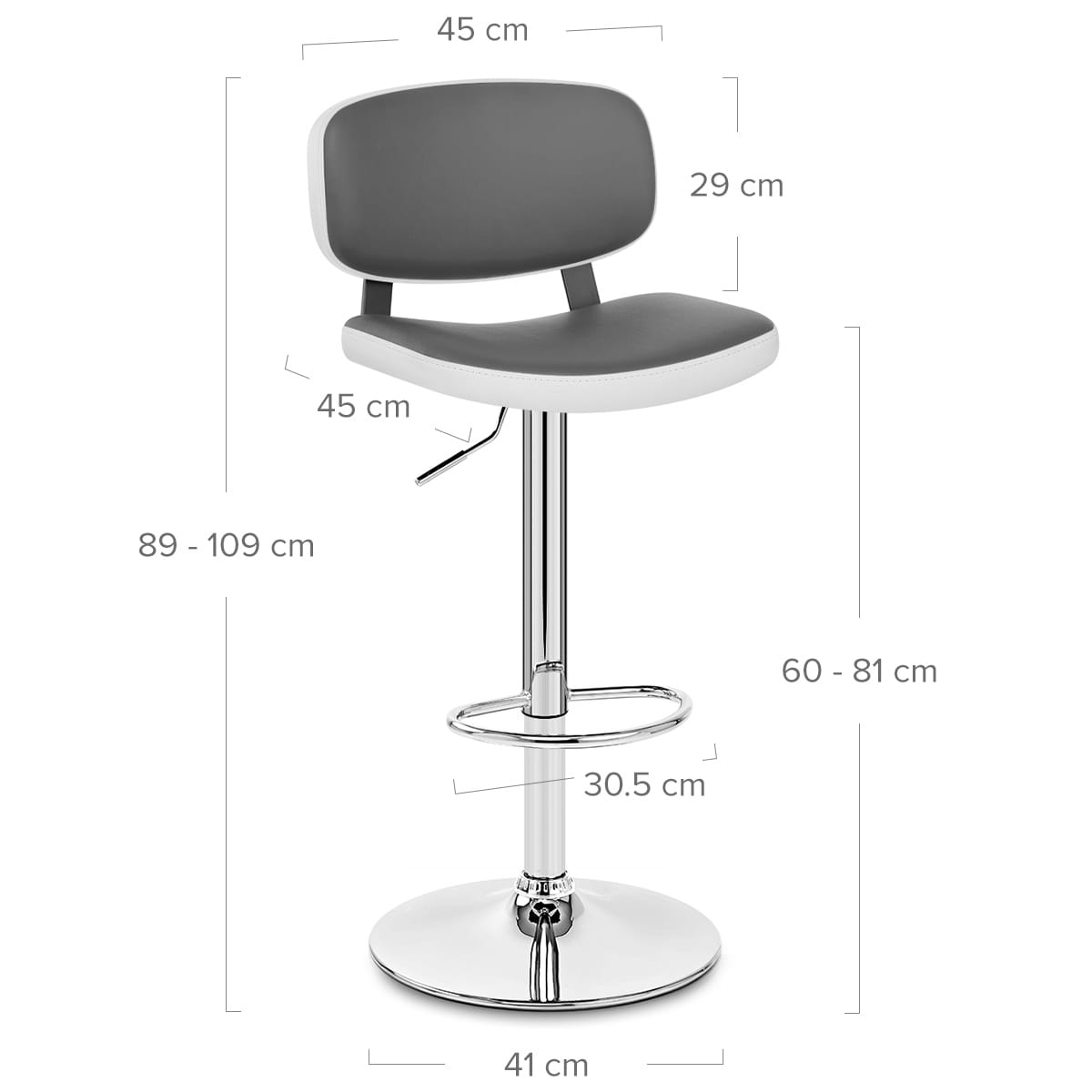 Sgabello Similpelle Cromato - Edge Grigio