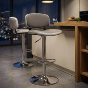 Sgabello Similpelle Cromato - Edge Grigio