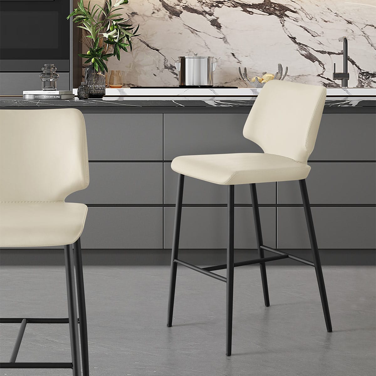 Sgabello Ecopelle - Elan Crema