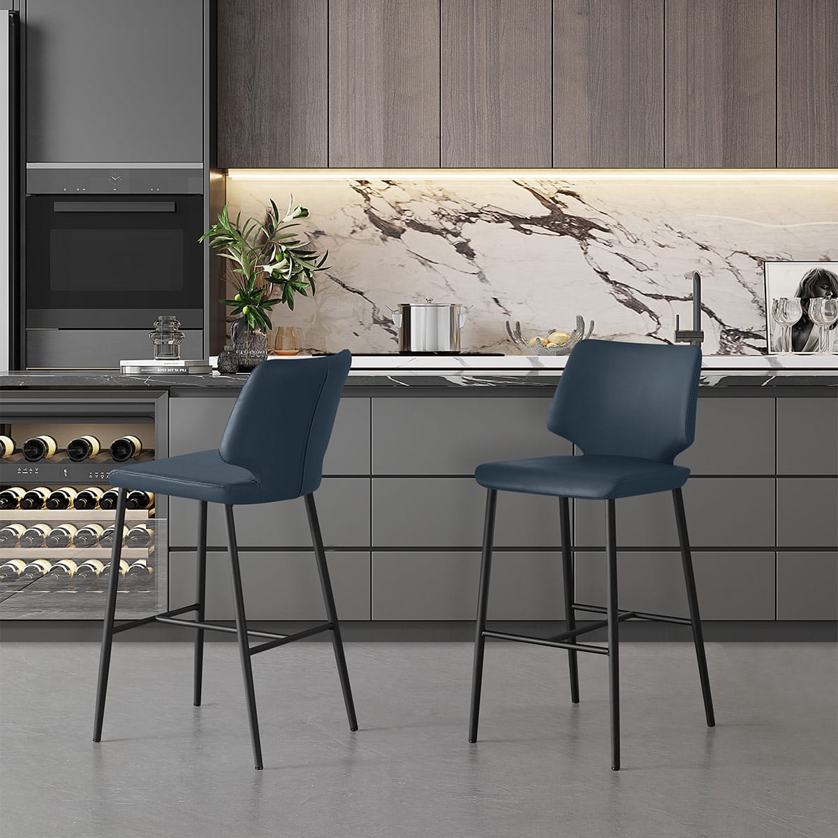 Sgabello Ecopelle - Elan Blu