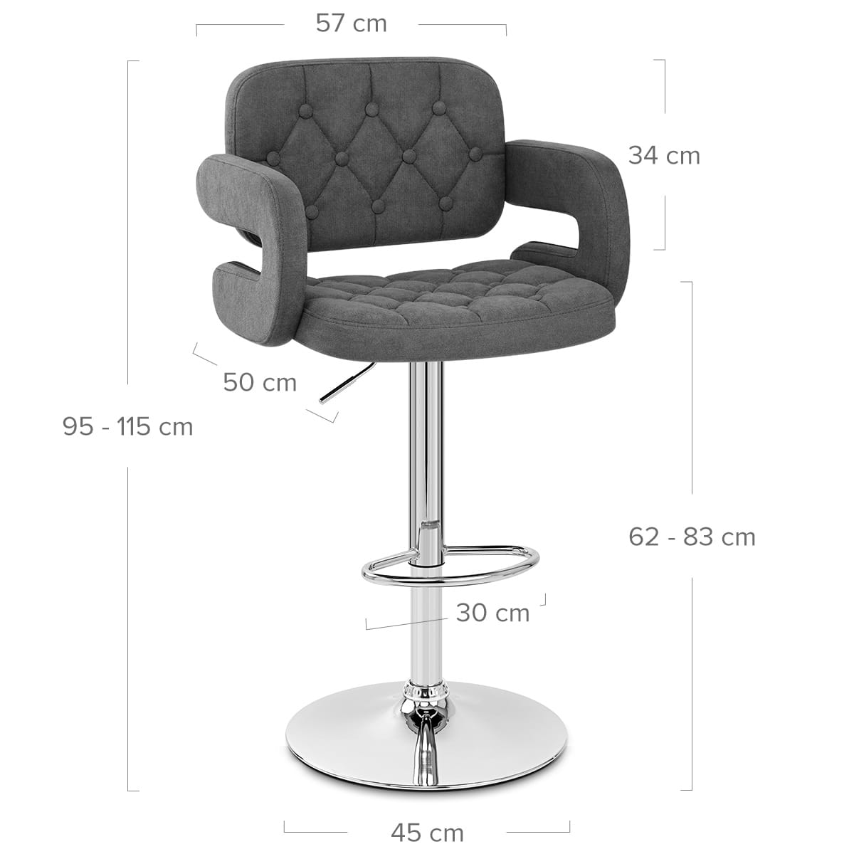 Sgabello Tessuto Cromato - Encore Grigio Scuro
