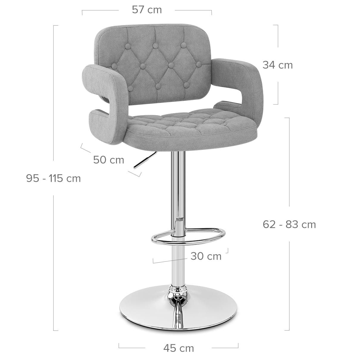 Sgabello Tessuto Cromato - Encore Grigio Chiaro