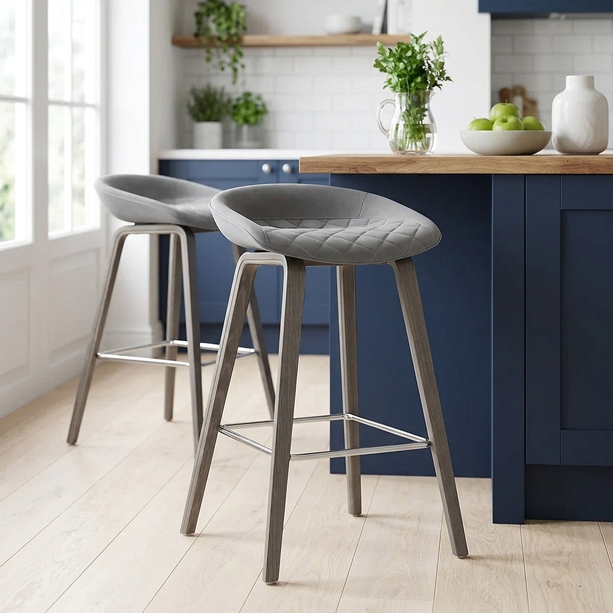 Sgabello Velluto Legno - Epic Grigio