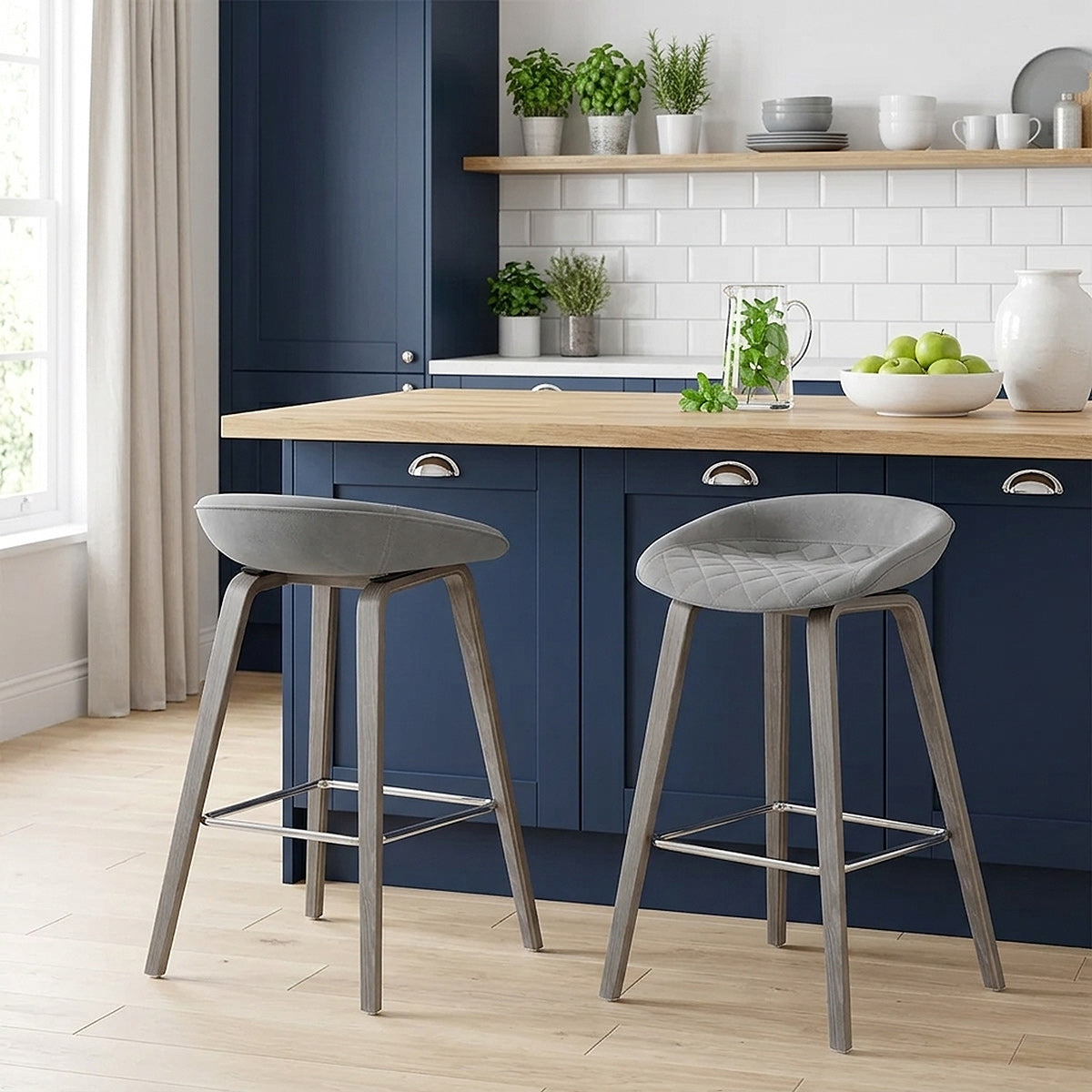 Sgabello Velluto Legno - Epic Grigio