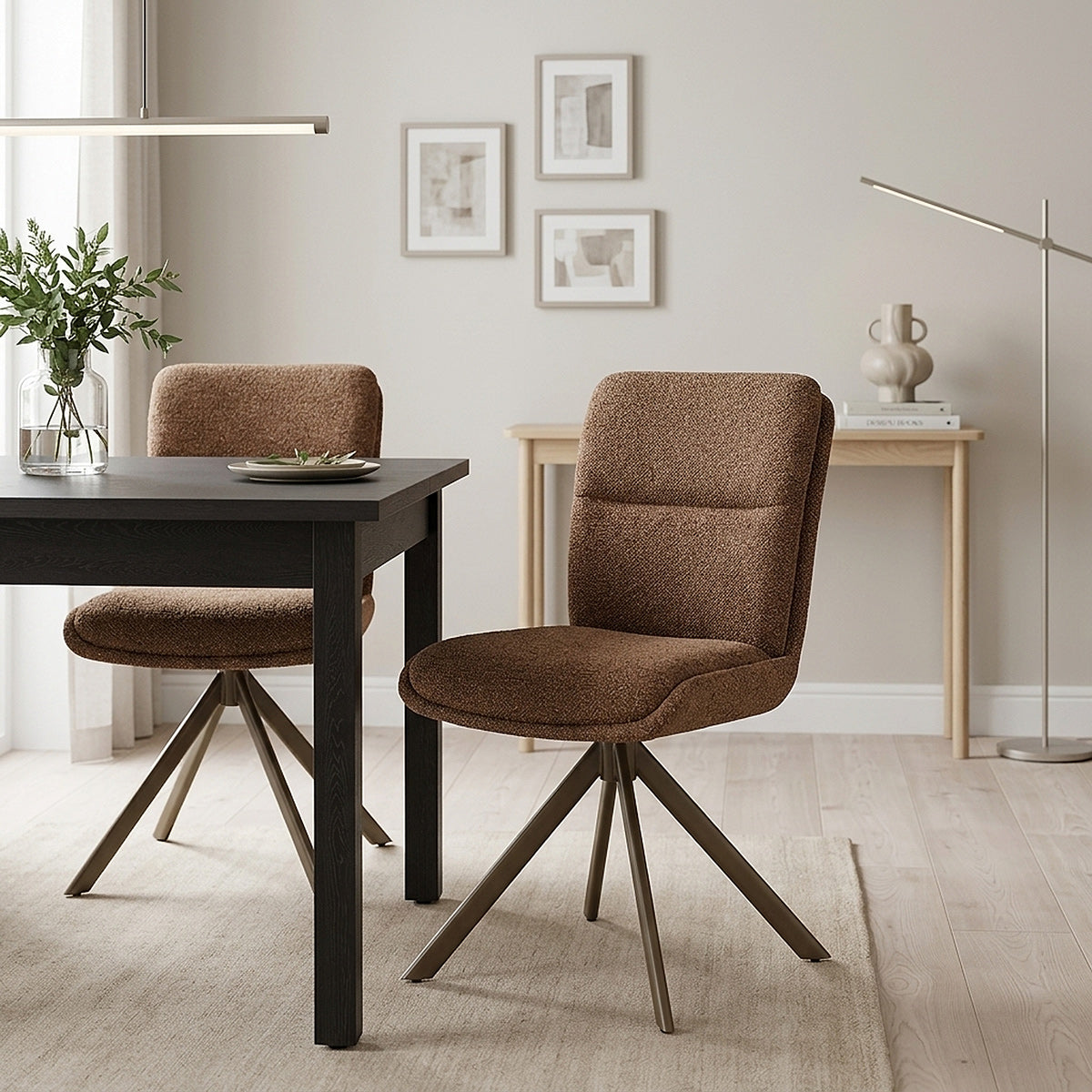 Sedia Tessuto Metallo - Epsom Marrone