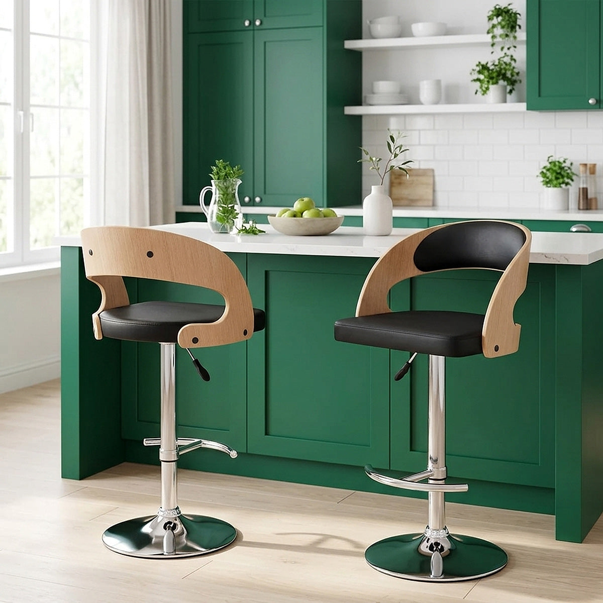 Sgabello Legno Cromato - Eve Quercia Nero