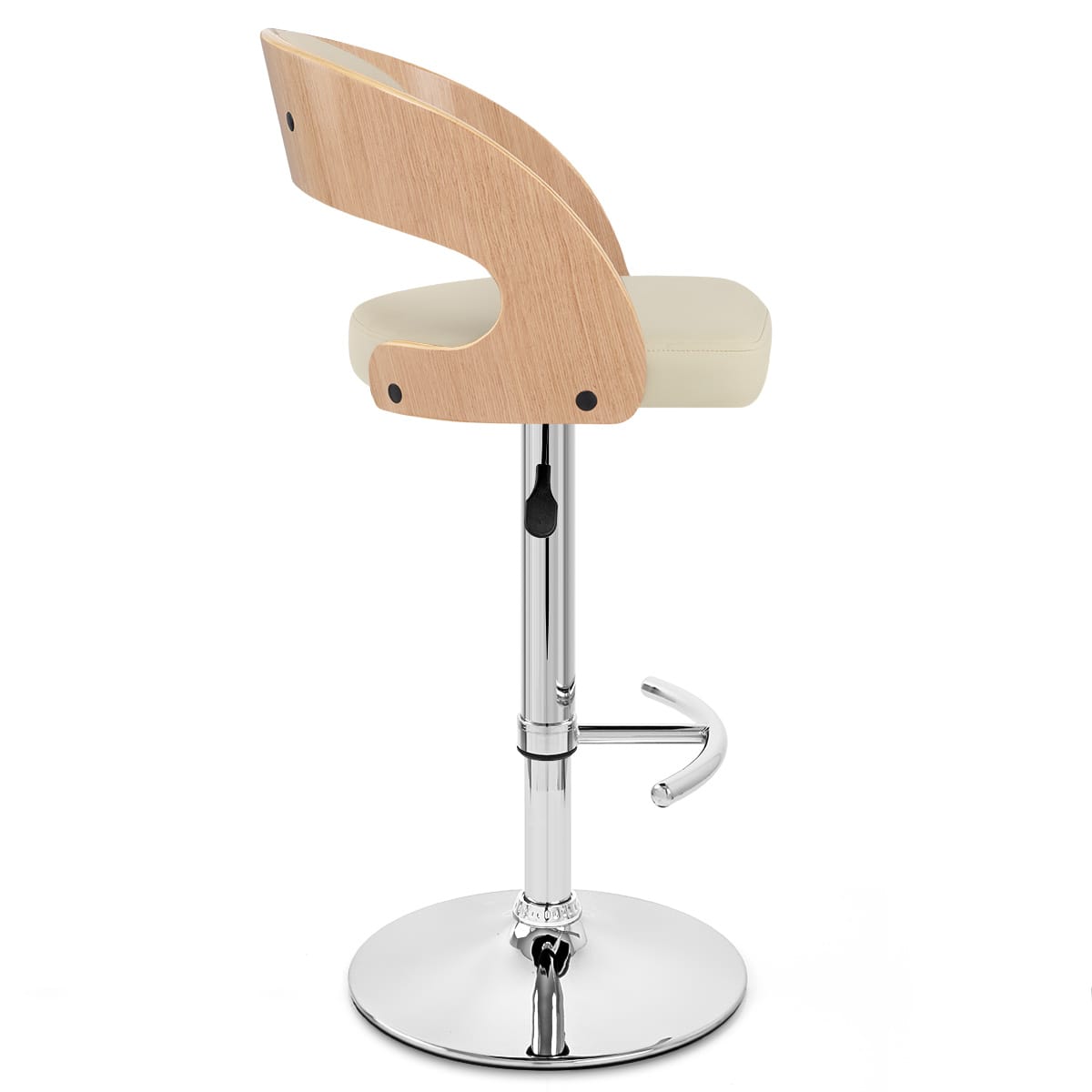 Sgabello Legno Cromato - Eve Quercia Crema