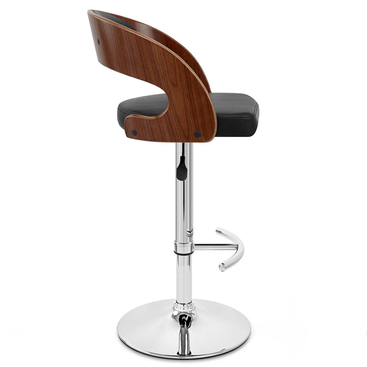 Sgabello Legno Cromato - Eve Noce Nero